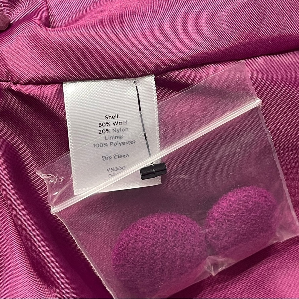 Talbots Wool Blend Peacoat Jacket Magenta Purple Peter Pan Collar Mod Retro 10p - Picture 13 of 14